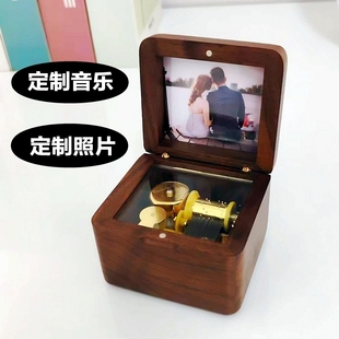 复古实木质音乐盒机芯八音盒定制音乐曲目儿童女孩男女生生日礼物
