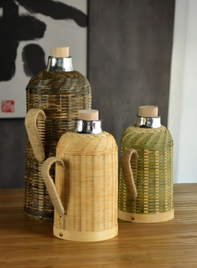 竹编热水瓶暖水瓶保温瓶传统家用热水壶茶室大容量宿舍内胆开水瓶