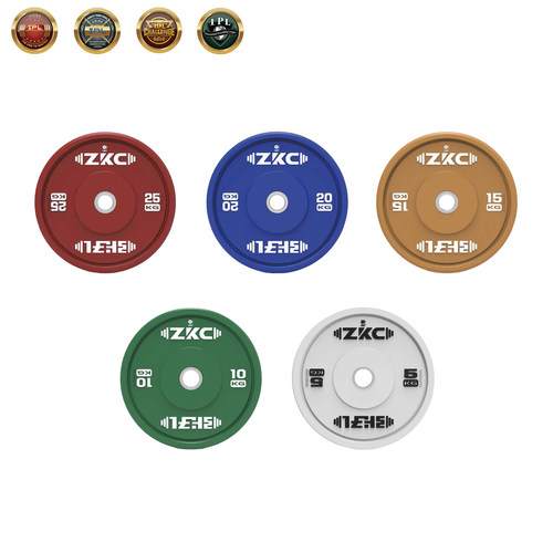 ZKC中国张孔正品全胶彩色ZKC-CR-K杠铃片Rubber Bumper Plates
