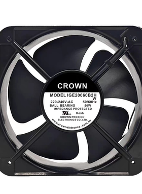 CROWN IGE20060B2H 220-240V 20060 20CM 铜线双滚珠机箱散热风扇