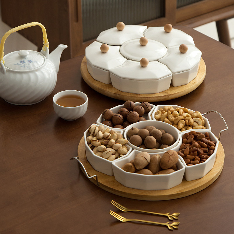 新年水果盘客厅茶几家用零食摆放干果盘陶瓷坚果茶点盘小吃拼盘糖,餐饮具,果盆/果盘/果篮,淘宝优惠券,粉丝福利购,淘宝优惠卷