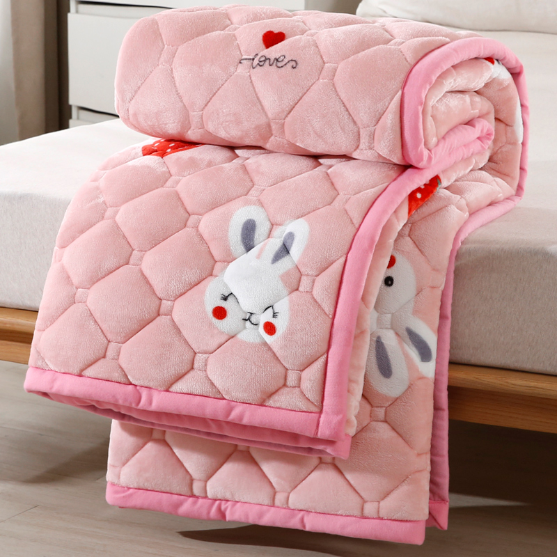 加绒加厚冬季保暖牛奶绒床褥垫