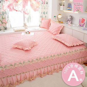 定制A类全棉榻榻米床盖炕罩防滑纯棉夹棉花边加大床单东北大铺盖