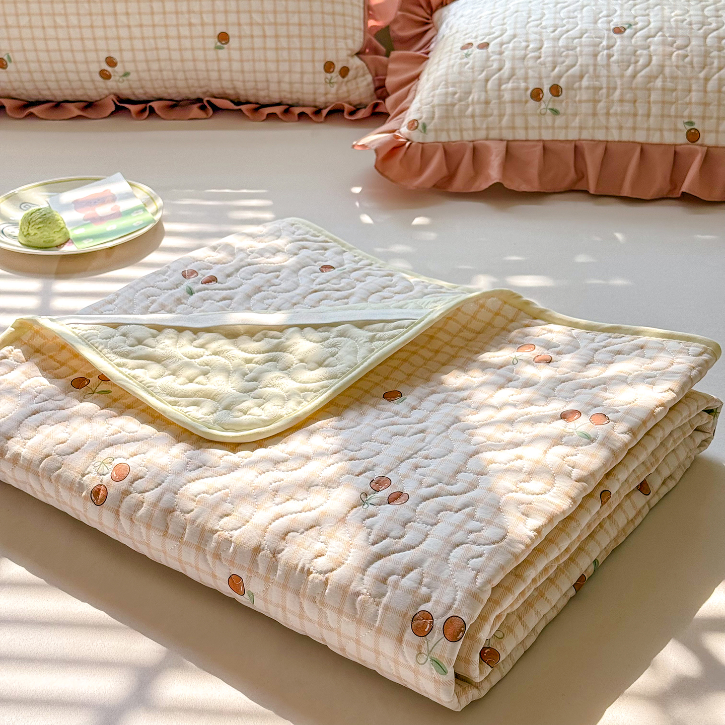 可定制A类全棉夹棉床盖防滑床单