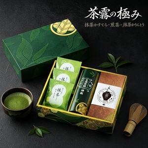 日本直邮 抹茶海绵蛋糕 抹茶花林糖 煎茶 套装日式点心茶露之极