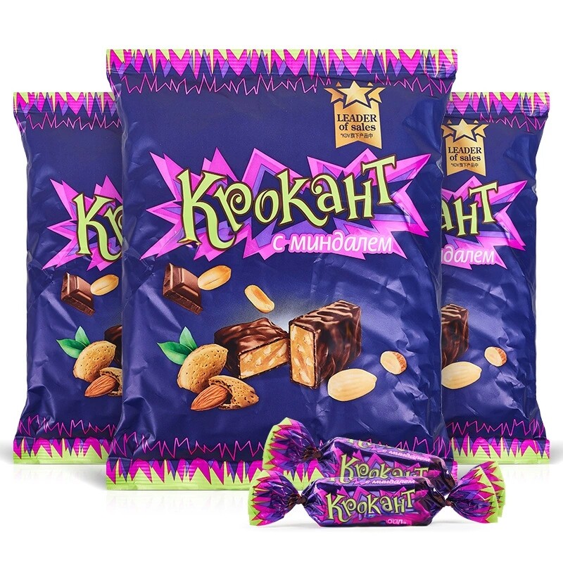 俄罗斯进口KDV紫皮糖500g巧克力味夹心糖果休闲零食结婚喜糖