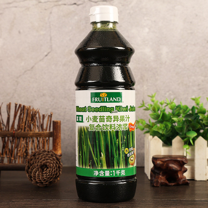 2瓶进口富联小麦草奇异果汁浓浆1kg浓缩果汁饮料泰绿柠檬茶原料