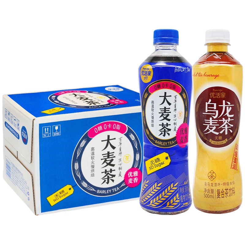 优活家500ml*15瓶无糖茶饮料装整箱乌龙麦茶大麦茶饮料夏季