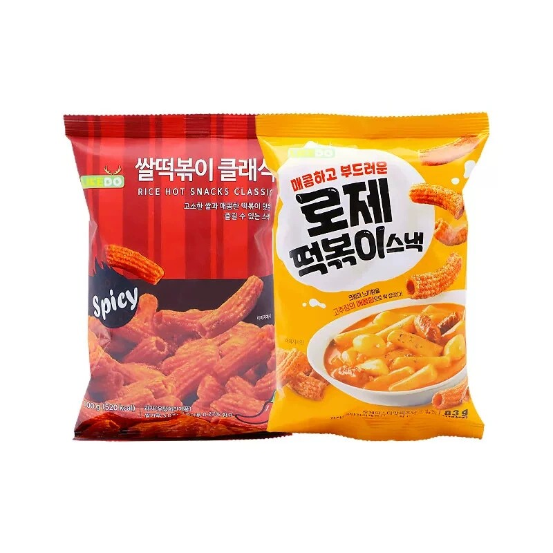 韩国进口食品涞可香辣芝士味香辣味年糕条网红膨化解馋休闲零食品