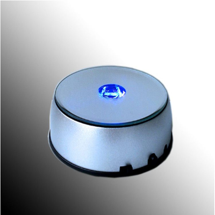 简约现代LED灯座水晶玻璃工艺品炫丽七彩发光旋转塑料底座 可选光