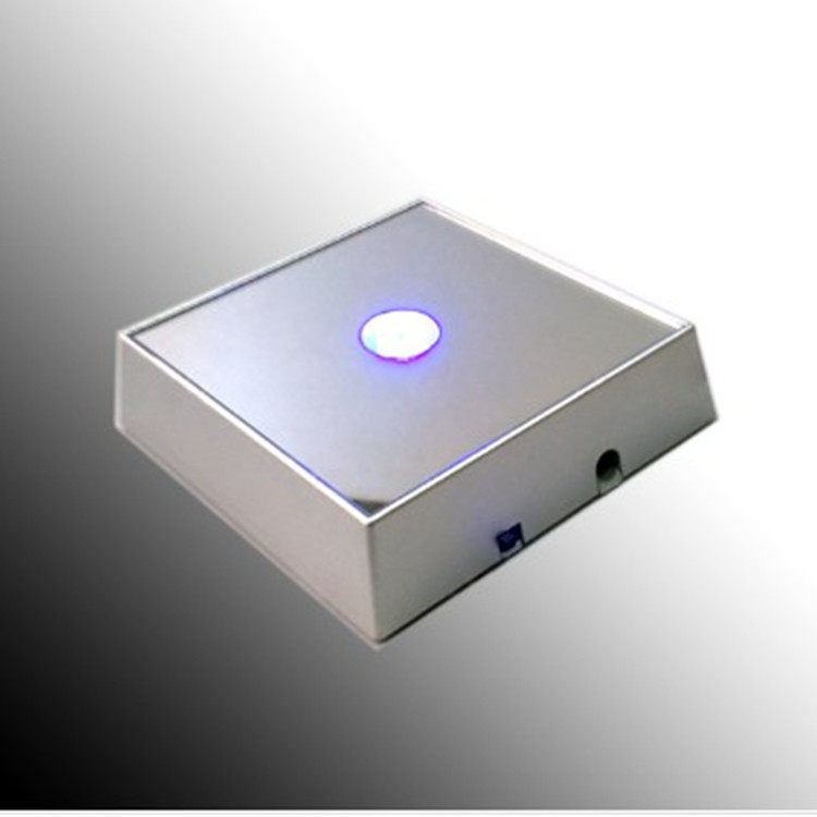 塑料LED方形电池供电发光灯座七彩玻璃水母玉器桌面摆件家居饰品