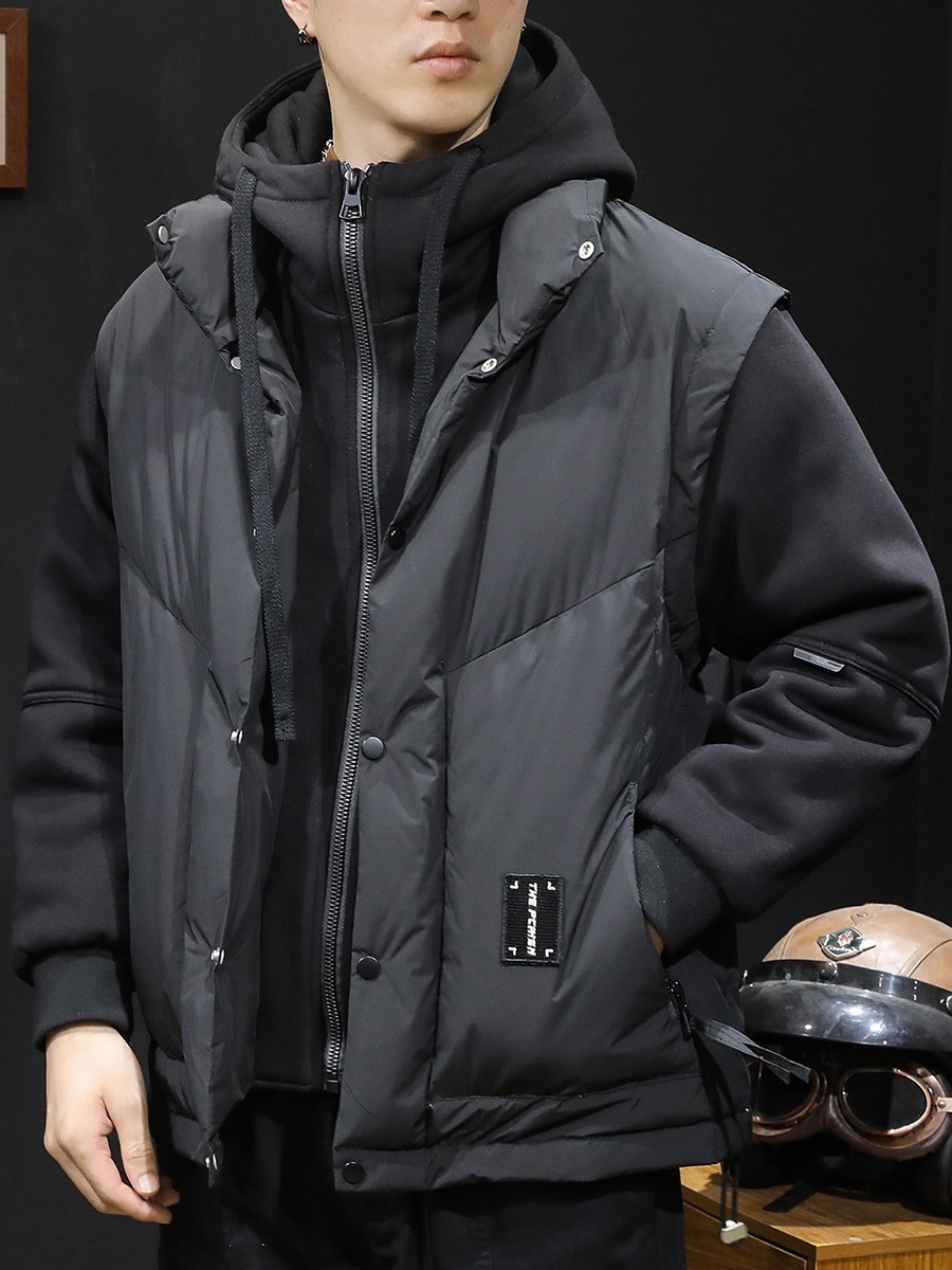 三合一短款羽绒服加大连帽美式