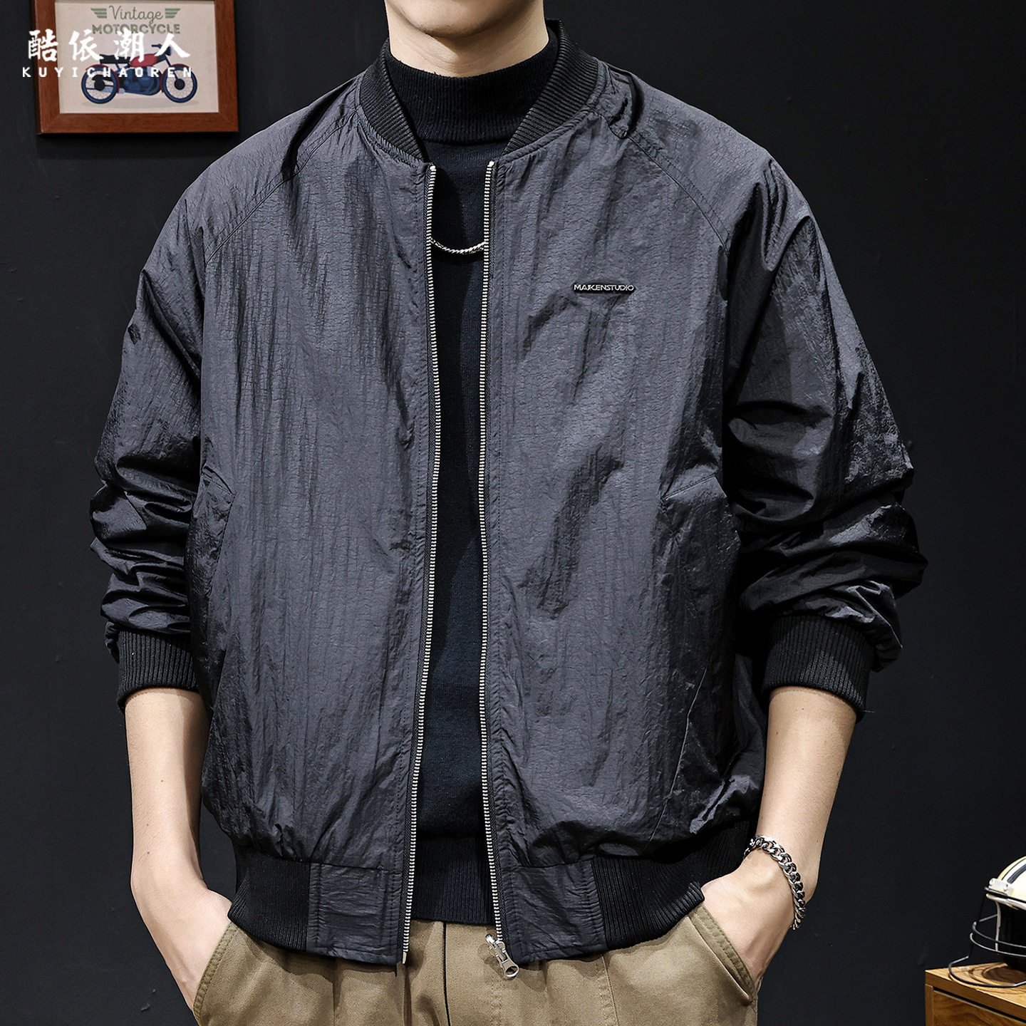 高端质感双面穿休闲夹克男士外套2026新款春秋款宽松大码迷彩潮牌