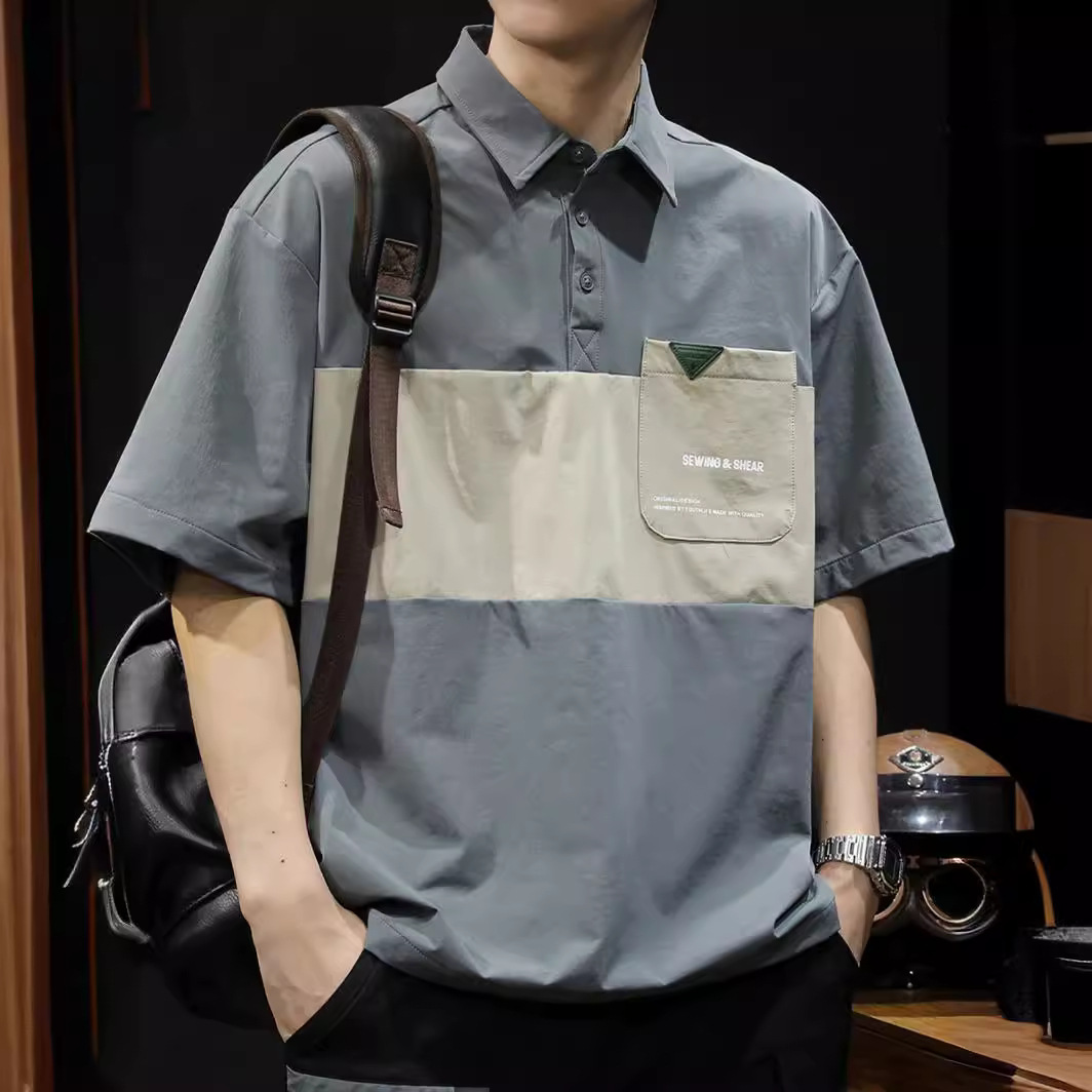 polo衫男衬衫短袖男士T恤2025新款弹力速干山系户外休闲夏季日系