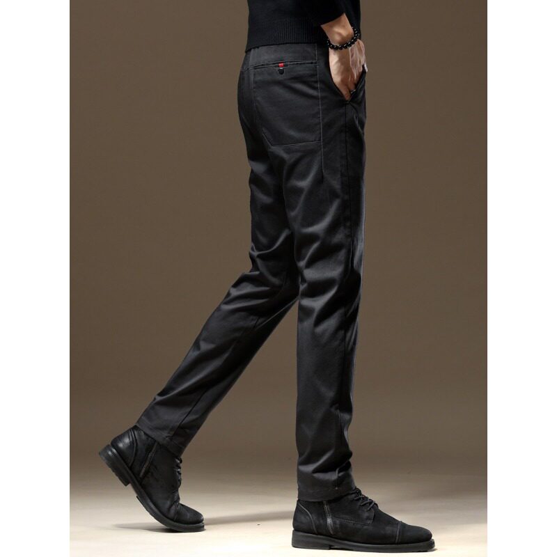 高级感黑色修身裤子男春秋新款男士休闲裤韩版潮流商务直筒长裤潮