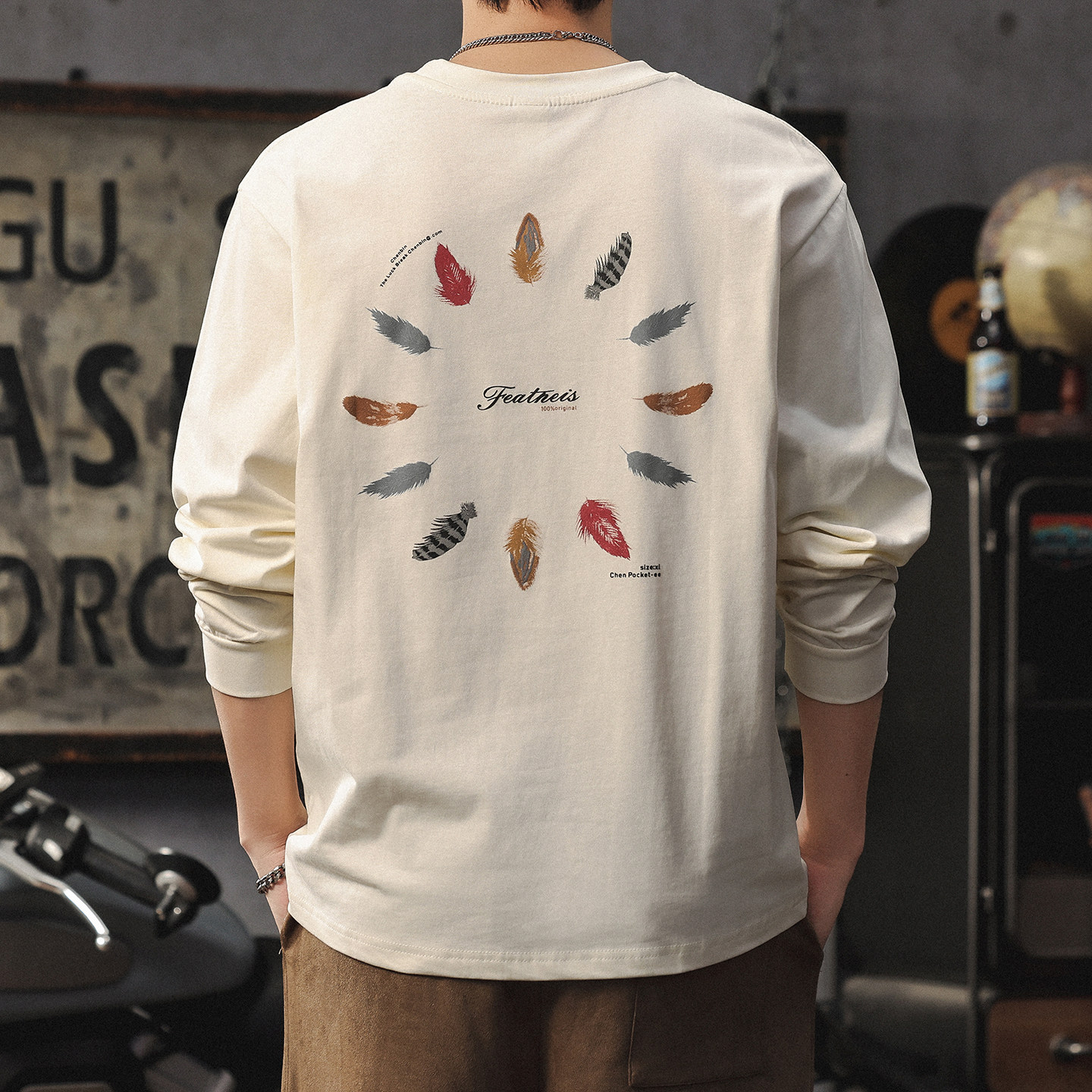 男士长袖t恤2026新款美式高端百搭休闲半袖上衣重磅纯棉打底衫潮