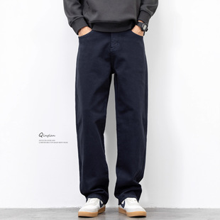 轻澜加绒牛仔裤男直筒宽松潮流休闲弹力长裤大码冬季加厚裤子秋冬