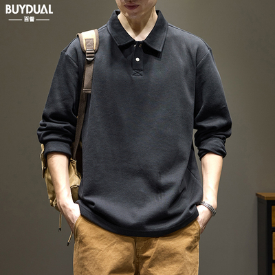 美式重磅秋季长袖POLO打底衫