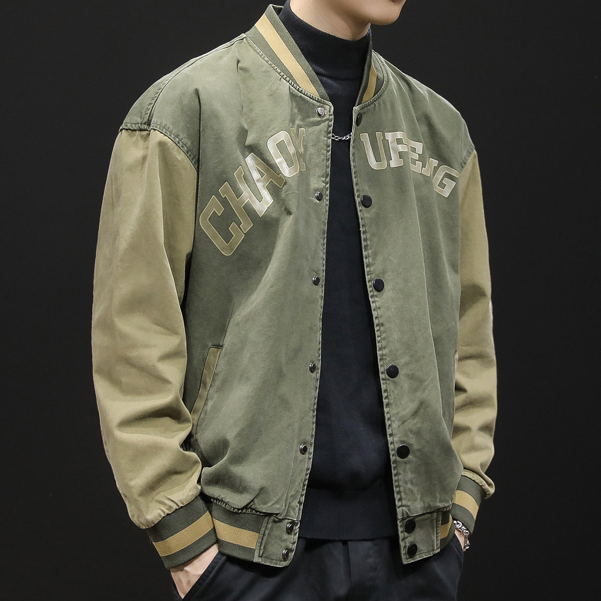 立领秋季宽松棒球服休闲