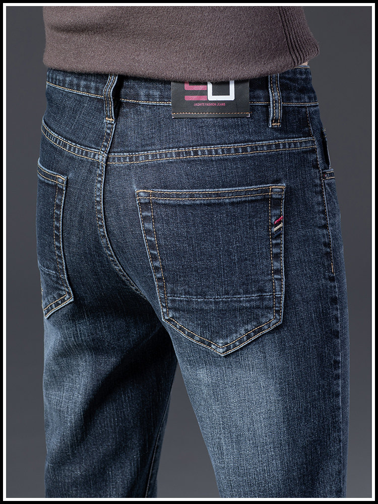 2023秋季新款牛仔裤男士弹力高端休闲长裤子宽松直筒男裤秋冬加绒