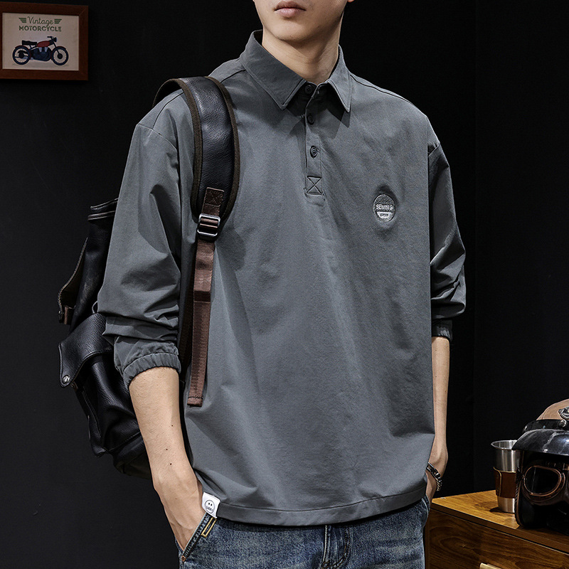 polo衬衫男休闲衣服长袖2025新款大码户外速干冲锋衣男士外套潮牌