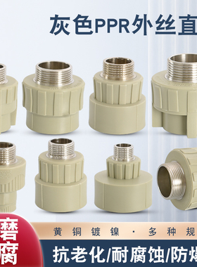 灰色PPR20 25 32转1寸6分4分黄铜外丝直接40 50 63转2寸1.5寸1.2