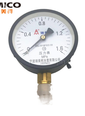 AMICO埃美柯压力表Y60水压气压耐震锅炉管道消防真空氧气仪表Y100