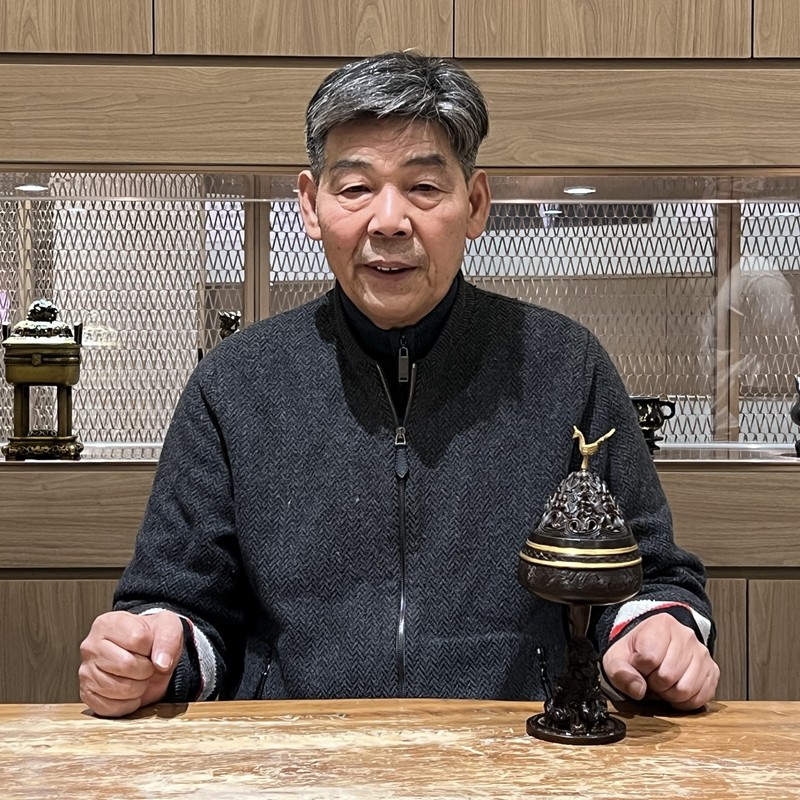 见素香坊 陈巧生制龙虎博山炉 家居摆件仿汉博山炉铜香熏炉c218-7