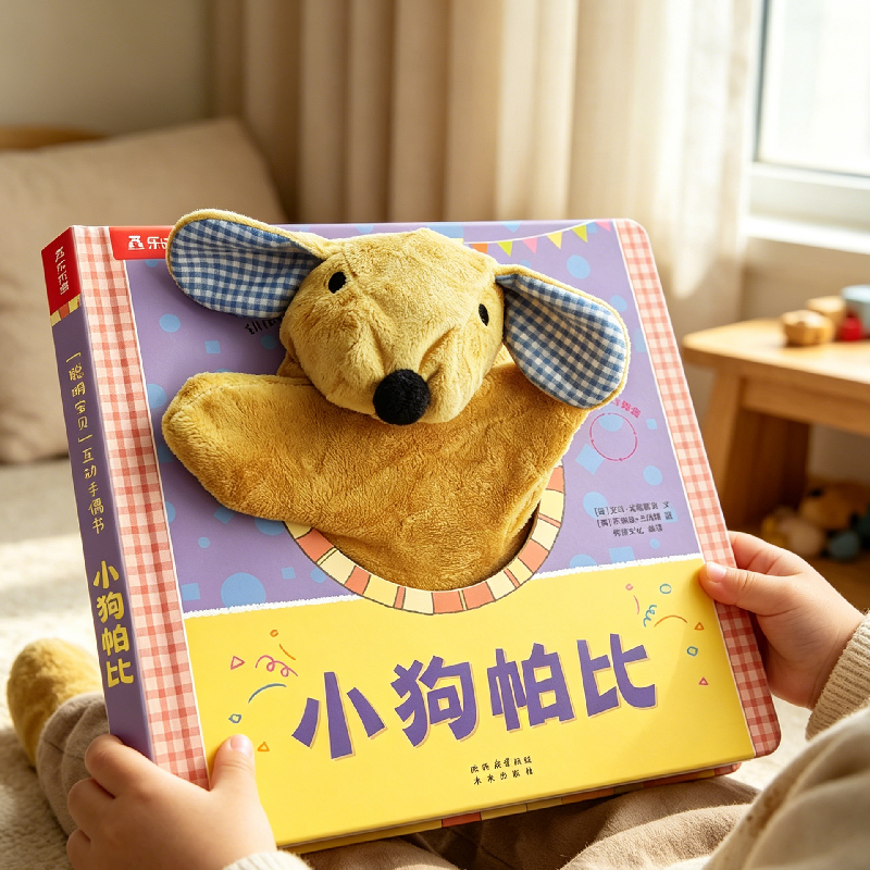 乐乐趣  手偶书婴儿早教绘本3D互动玩偶安抚玩具儿童绘本故事触摸书可啃咬小狗帕比小兔小熊宝宝婴幼儿启蒙毛绒早教书籍0-1-2-3岁