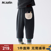 子25冬装 新款 男童女小童抱抱兽萝卜裤 马拉丁儿童裤 加绒针织长裤