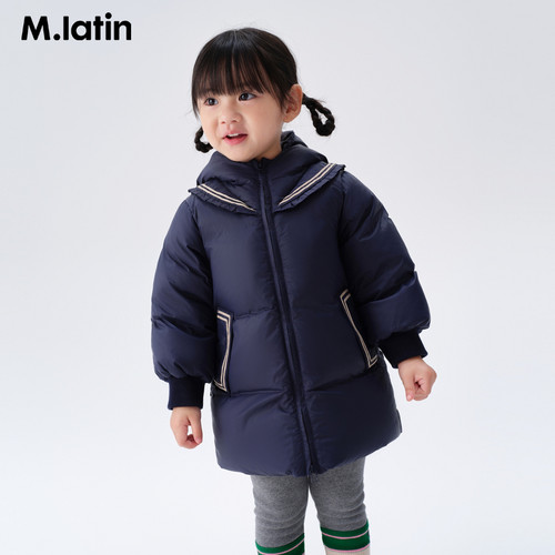 【商场同款】马拉丁童装冬装男女童小童撞色中长羽绒服
