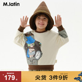新款 马拉丁童装 卫衣25春装 男小童趣味主题印花分割设计圆领卫衣