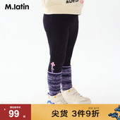 儿童裤 子2024秋装 新款 马拉丁童装 女童小童图案印花拼接打底长裤