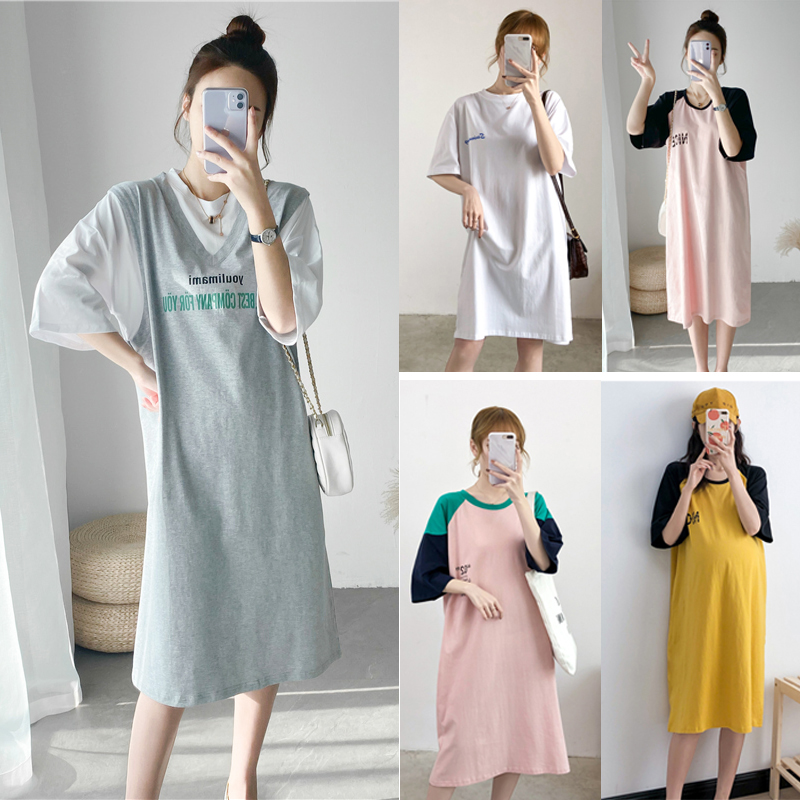 孕妇哺乳衣外出连衣裙时尚大码辣妈款夏季喂奶衣服夏装期外穿潮妈
