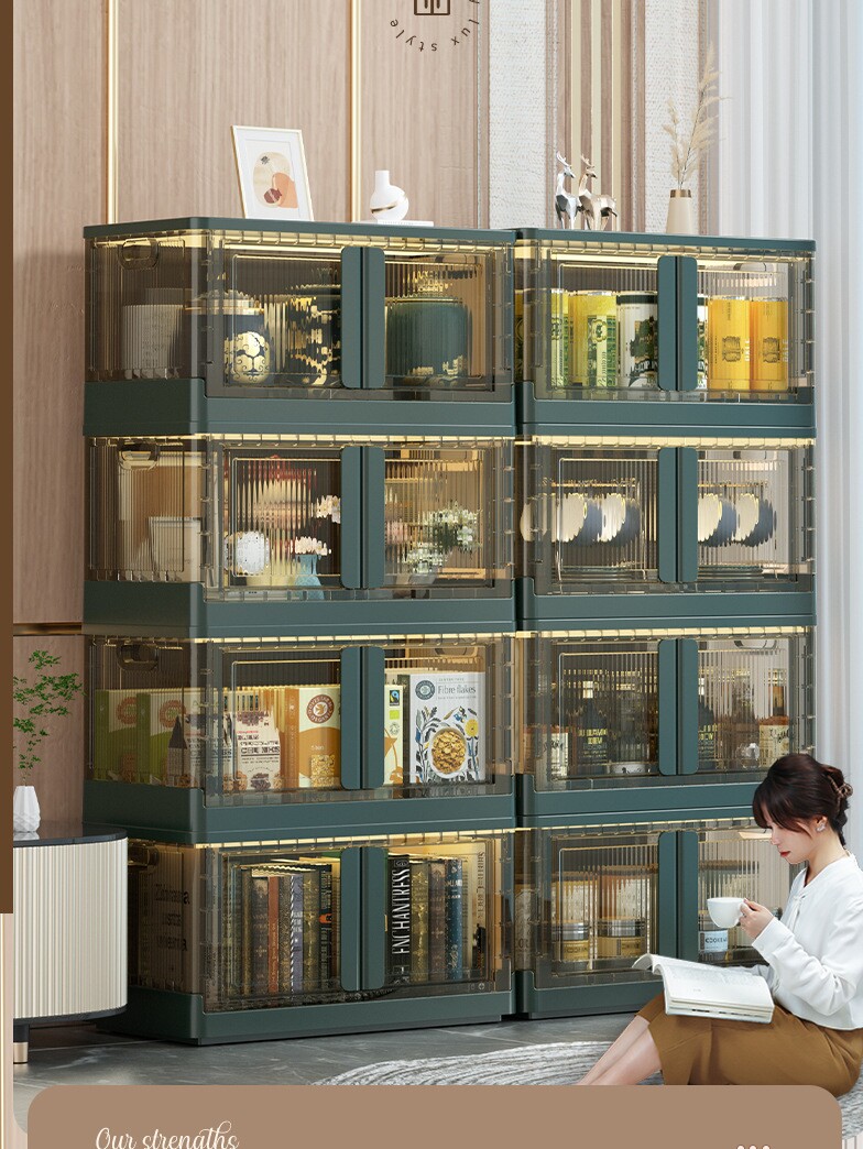 海兴书籍酒柜免安装折叠收纳柜双开门家用轻奢玩具储物柜多层整理,收纳整理,收纳箱,淘宝优惠券,粉丝福利购,淘宝优惠卷