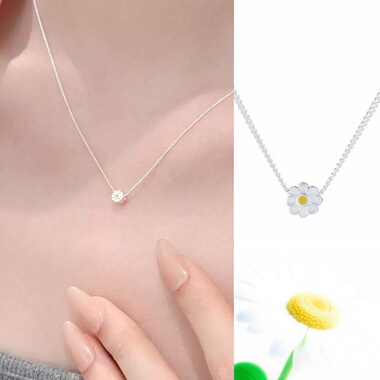 晨熙 ｜新款S925纯银小清新雏菊项链甜美ins花朵锁骨吊坠女生礼物