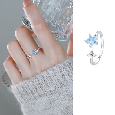 海洋之星｜S925纯银星星锆石戒指女轻奢高级感食指戒小众设计礼物
