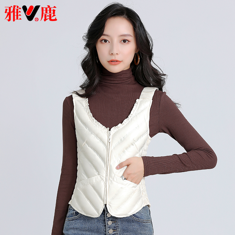 雅鹿修身显瘦羽绒马甲女内穿背心