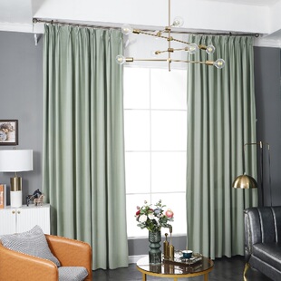 澳洲羊毛绒奶油风浅绿色丝绒窗帘客厅卧室北欧风现代简约遮光窗帘