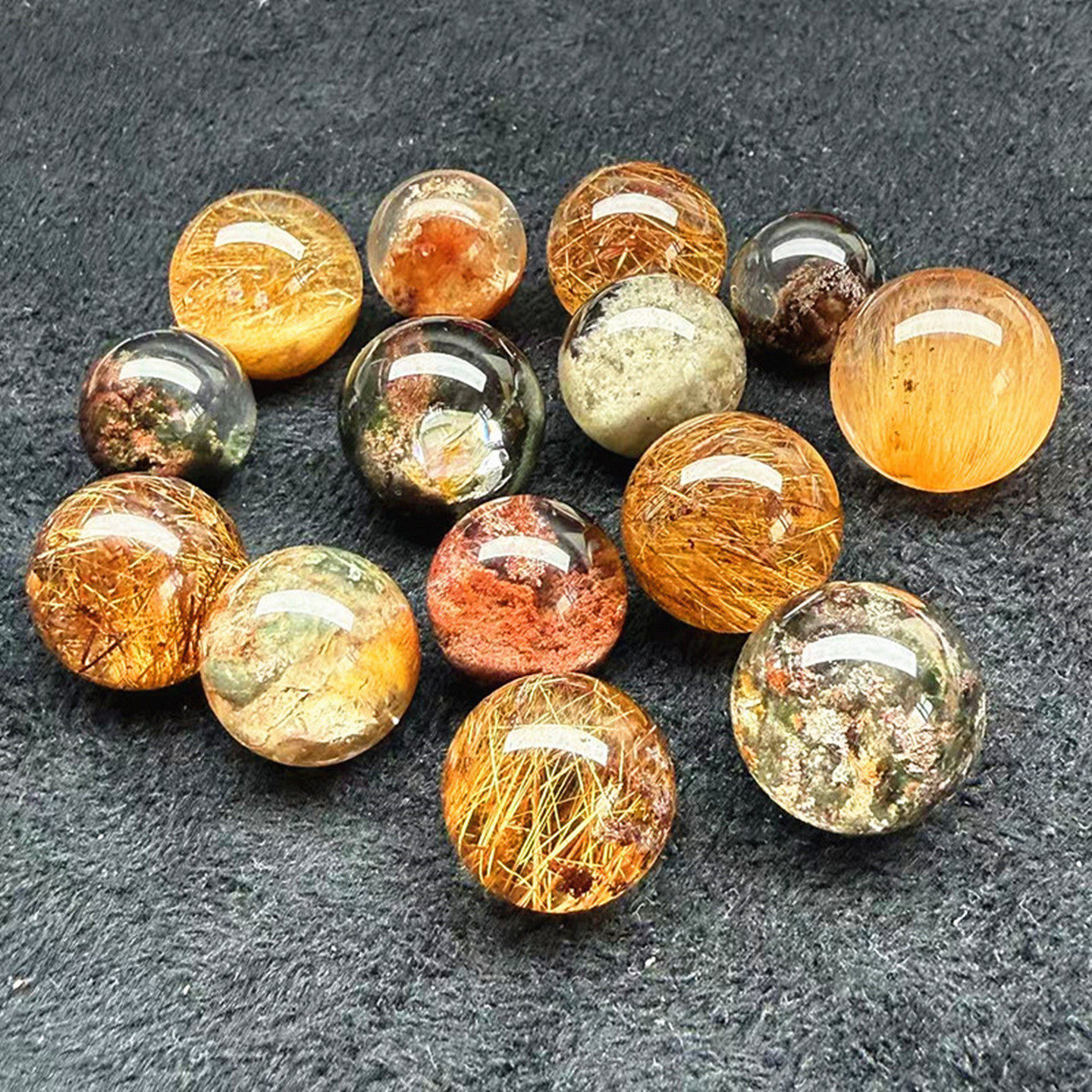 巴西金发晶绿幽灵散珠聚宝盆手连单珠水晶转运珠手串diy项链饰品