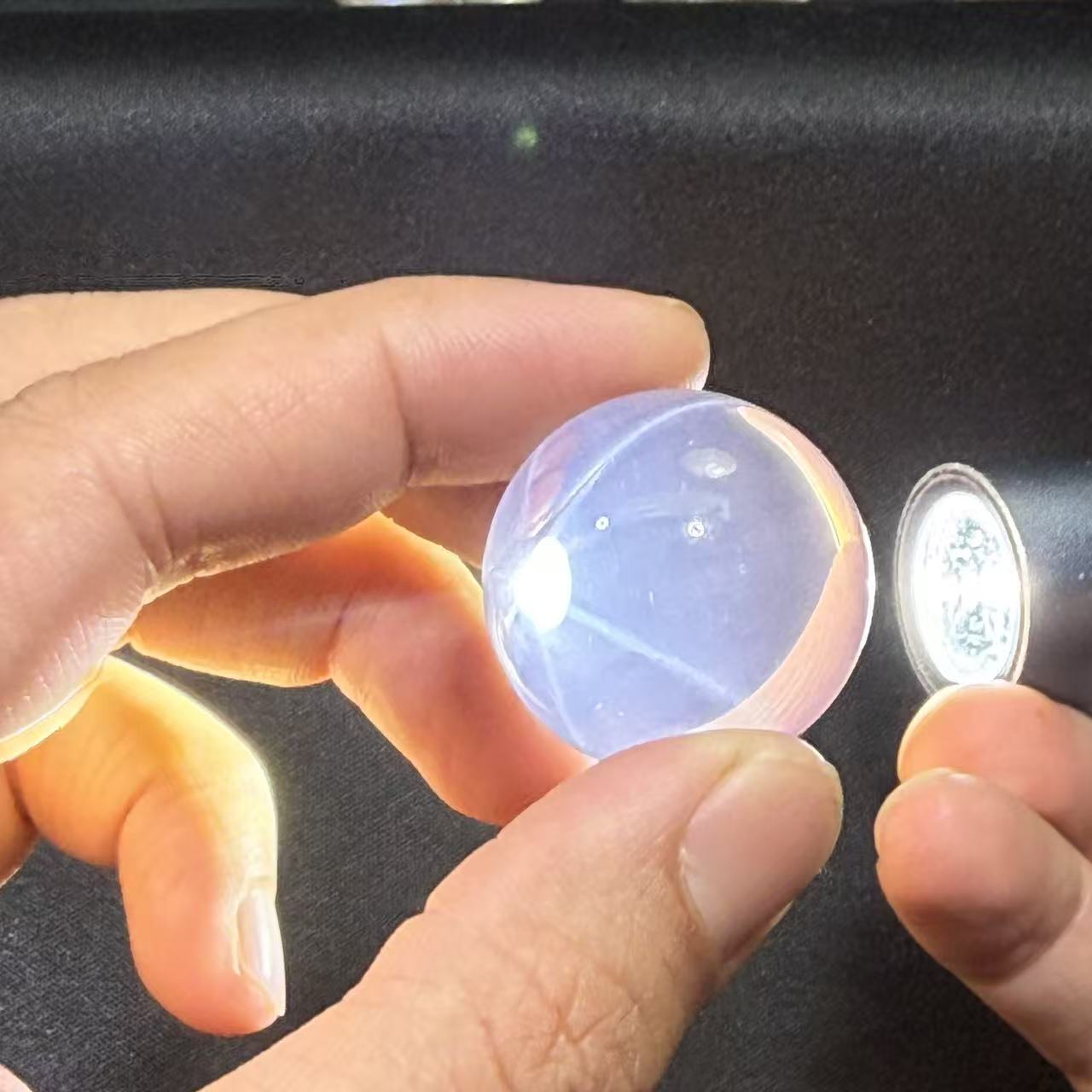 天然粉水晶散珠六芒星光莫桑比克粉晶单珠圆珠半成品diy吊坠配饰
