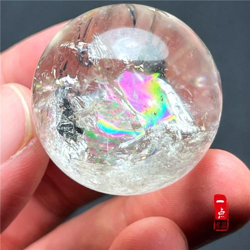 天然阿赛斯特莱梵天透体白水晶球