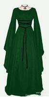 European and American stage performance costumes, witch costumes, Halloween solid color retro 5 styles, factory direct sales, medieval long style thumbnail 3