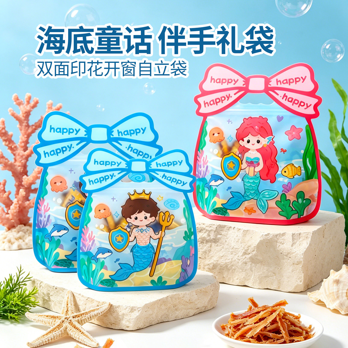 可爱儿童节生日礼品袋零食饼干糖果包装袋幼儿园伴手礼自封袋礼袋