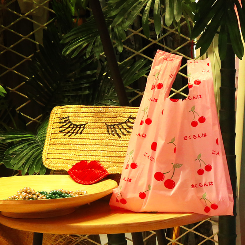 INS牛油果绿色塑料手提袋烘焙蛋糕甜品打包袋饰品包装袋子礼品袋