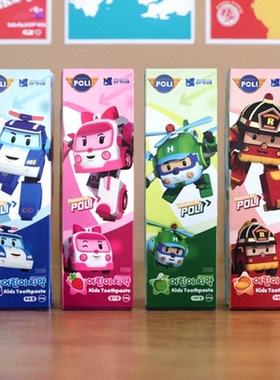 韩国变形警车儿童牙膏我珂爱珀利POLI小汽车2-12岁水果味防蛀牙膏