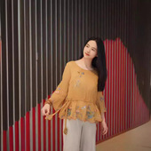 春夏装 女衬衣衬衫 中袖 3052大吉新款 中式 亚麻绣花系带茶服上衣