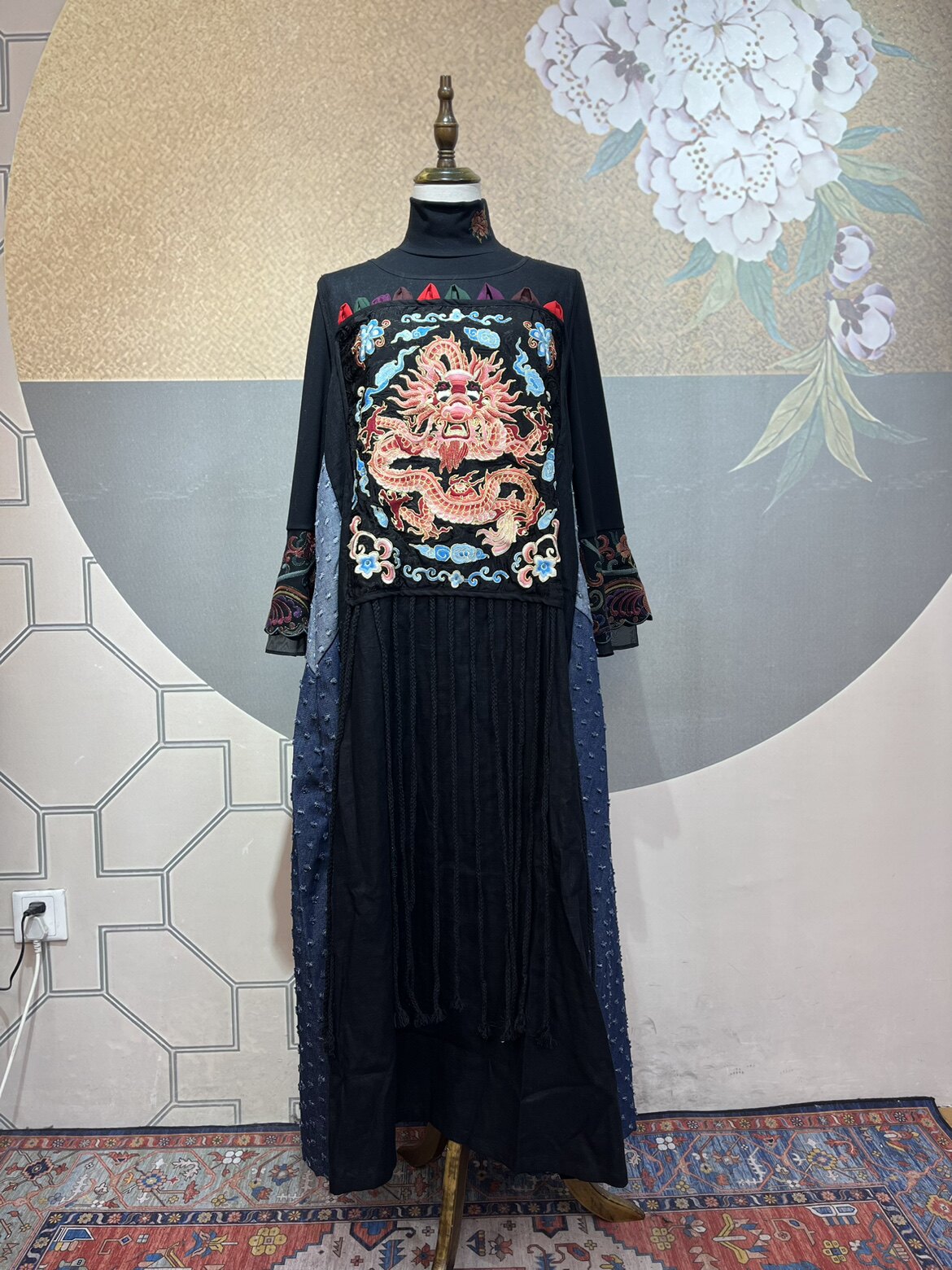 新款秋装绣花重工云南民族风盘扣女套头背心裙连衣裙马甲裙