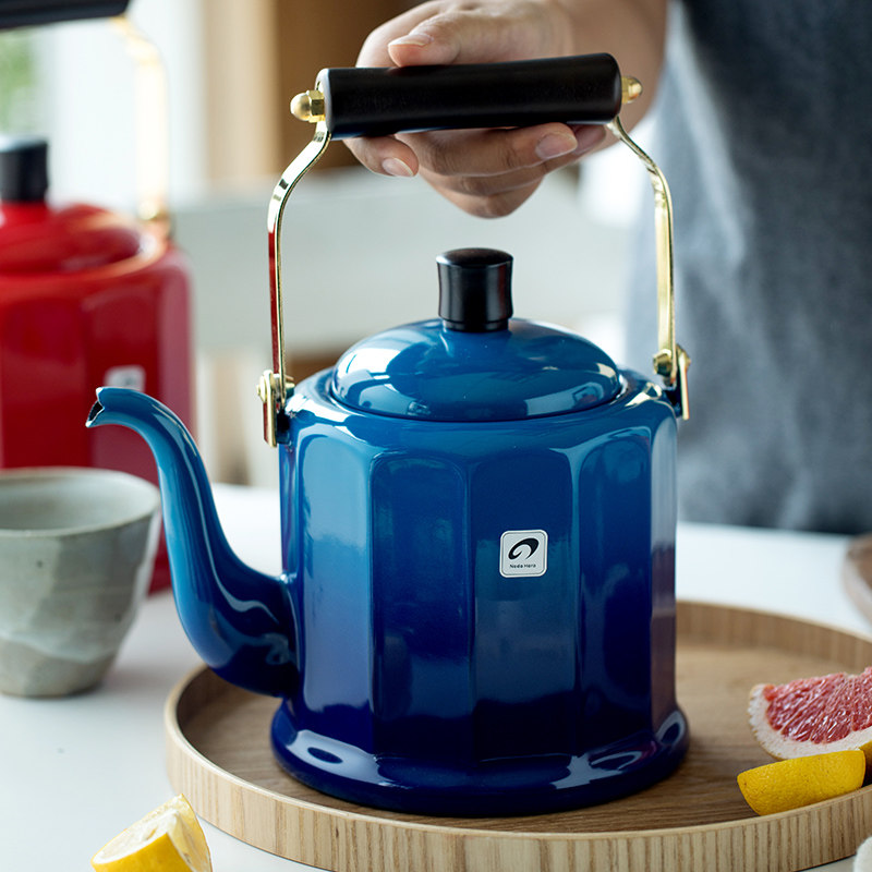 日本原装进口Nodahoro野田珐琅烧水壶搪瓷壶茶壶家用手冲咖啡壶2L,餐饮具,咖啡壶,淘宝优惠券,粉丝福利购,淘宝优惠卷