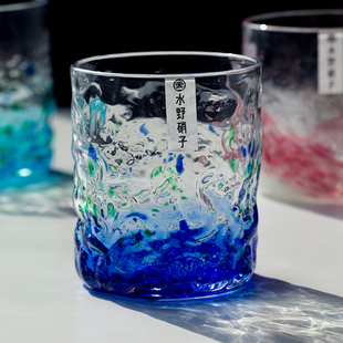 日本原装进口水野硝子渐变荧光水杯直筒杯清酒杯饮料杯子